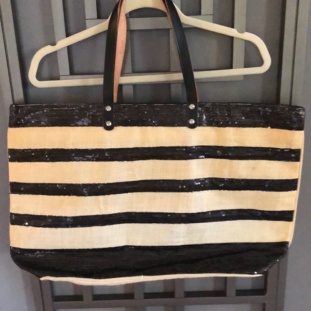 Muche et Muchette Jute and sequins large tote bag.